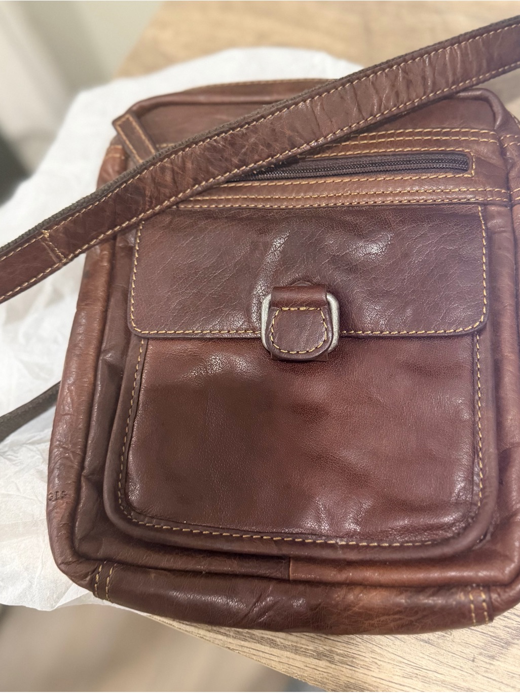 Jack Georges Classic Brown Leather Crossbody Bag Unisex